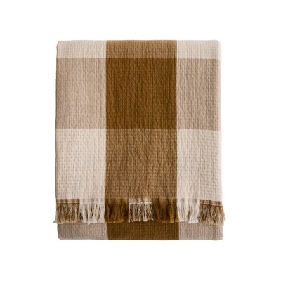 Organic Cotton Throw, Ivory/Ochre