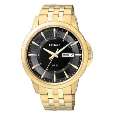 Citizen® Men's Quartz Gold-Tone Stainless Steel Watch W/ Black Dial