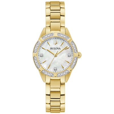 Bulova® Ladies' Sutton Stainless Steel Bracelet Watch w/White MOP Dial