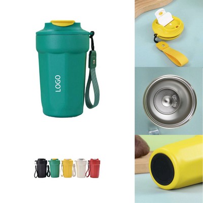 Stainless steel octagonal coffee cup portable car-mounted vacuum insulated cup outdoor carrying cup