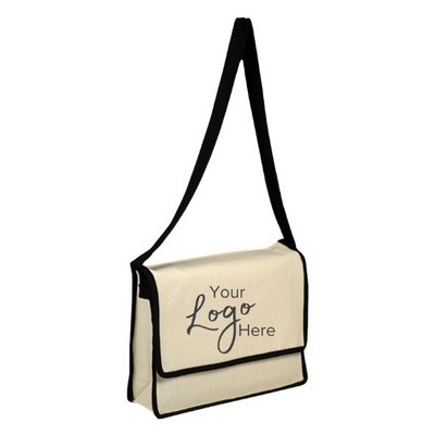 Messenger 13"W x 13"H x 3" Gusset Bag with Flap with Binding