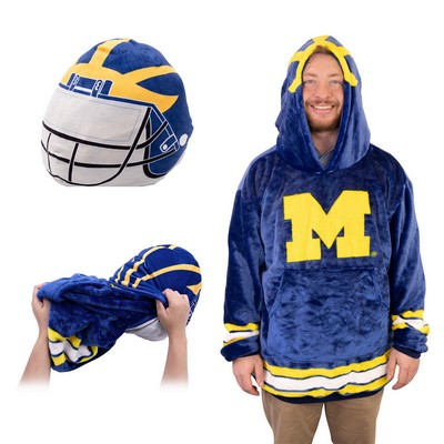 University of Michigan Helmet Snugible 2-in-1 Blanket Hoodie & Pillow