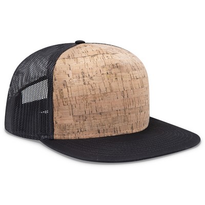OTTO Cork Square Flat Visor "OTTO SNAP" 5 Panel Pro Style Mesh Back Trucker Snapback Hat