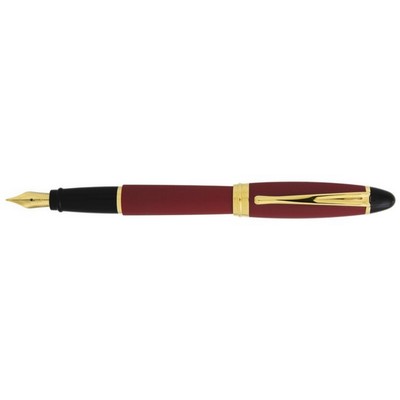 Luxury Line Aurora Ipsilon Satin Burgundy Fountain Pen Rose Gold Trim