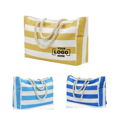 Stylish Jumbo Canvas Beach Tote with Rope Handles