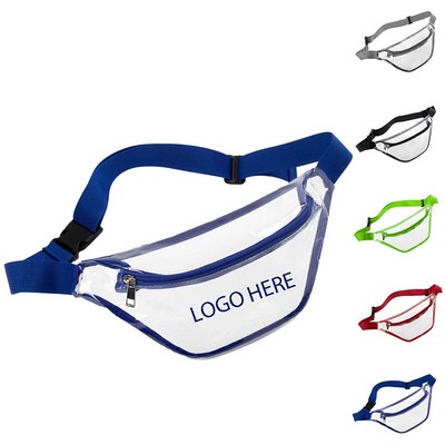 Clear Transparent PVC Fanny Pack Bag W/Zipper Pocket