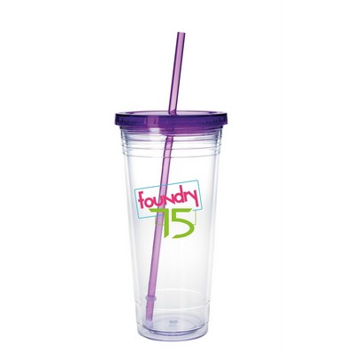 Good Value™ Clear Tumbler with Colored Lid - 24 oz.