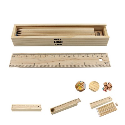 Wooden 12 Colors Pencil Set with Case