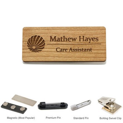 1.5" x 3" Engraved Wood Name Badge