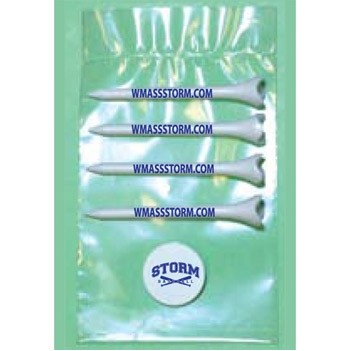 Golf Tee Poly Bag Pack w/ Four 2 3/4" Aerodynamic Tees & 1 Marker