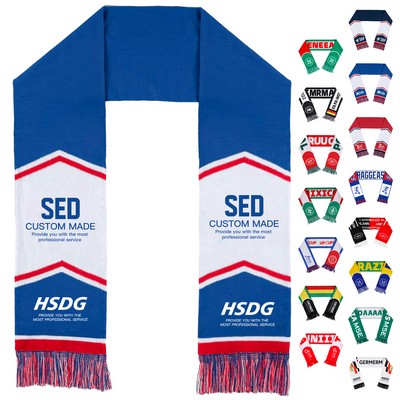 Full Color Fleece Soccer Fan Scarf With Tassel