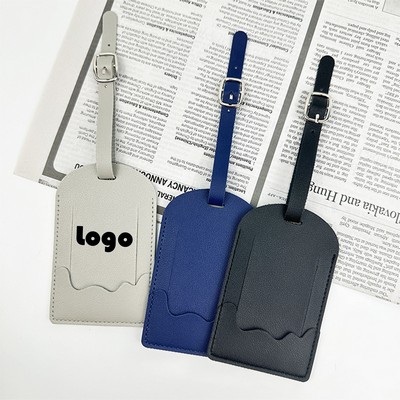 PU Leather Luggage Tags w/ Privacy Protection Cover for Suitcases