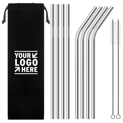 8 Piece Stainless Steel Straw Set