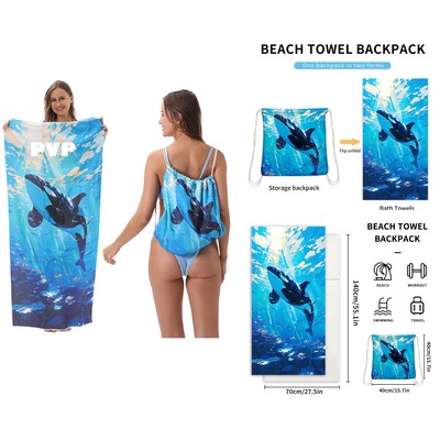 Beach Towel Backpack 2 in 1 Folding Tote Bag