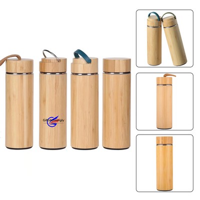 16 OZ Vacuum Eco Bamboo Water Bottle