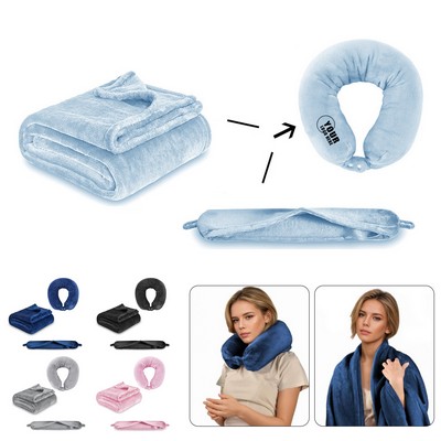 2-In-1 Travel Blanket That Can Be Folded Into A U-Shaped Pillow