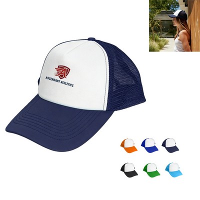 5 Panel Mesh Back Trucker Cap, Embroidered