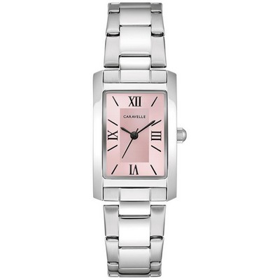 Caravelle Ladies' Classic Stainless Steel Bracelet Watch Pink Dial