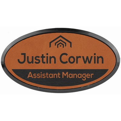 Rawhide Laser Engraved Leatherette Oval Badge & Frame (3" x 1 1/2")