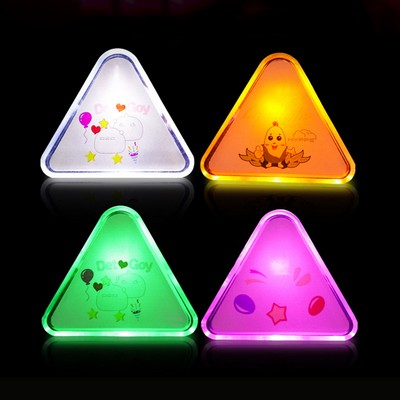 Triangle Shape LED Acrylic Flashing Badge Brooch Pins for Party