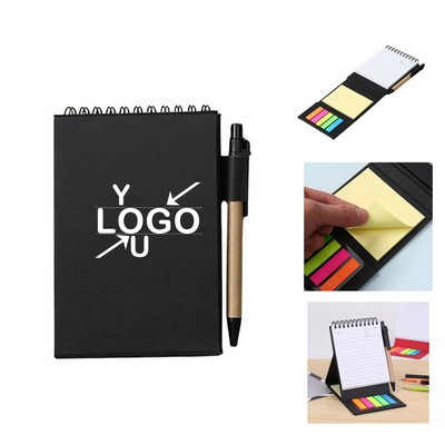 Kraft Paper Spiral Memo Pad with Sticky Notes