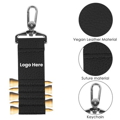 Leather Golf-Tee Holder Pouch with 5 Wooden Tees