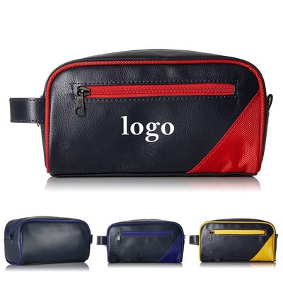 Compact Leather Travel Cosmetic Bag