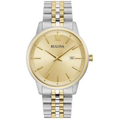 Bulova® Men's Corporate Collection Two-tone Gold Bracelet Watch, Champagne Dial