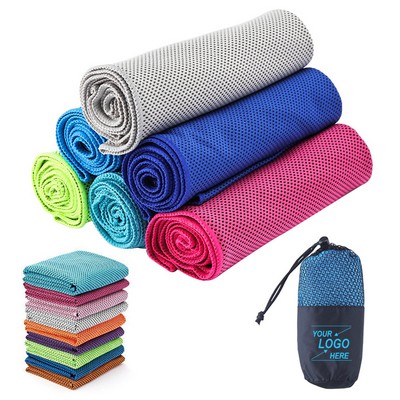 Microfiber Quick Dry & Cooling Towel w/Mesh Pouch