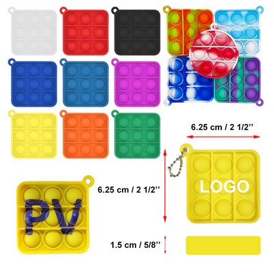 Square and Round Push Pop Bubble Sensory Gadget Keychains