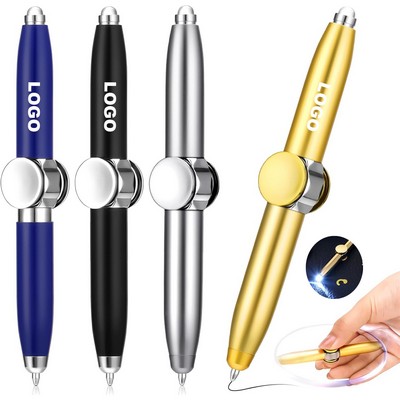 Custom Stress Reducer Writing Tool Spinning Fidget Ballpoint Pen with LED Light