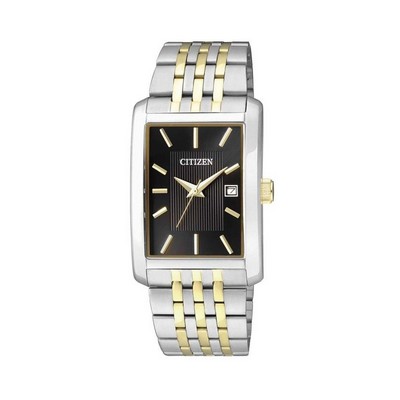 Citizen® Men's Quartz Two-Tone Stainless Steel Watch W/ Black Dial & Date