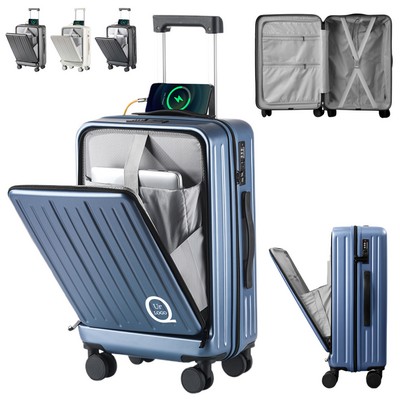 24" PC Travel Luggage Suitcase w/ Built-in USB Charging Port