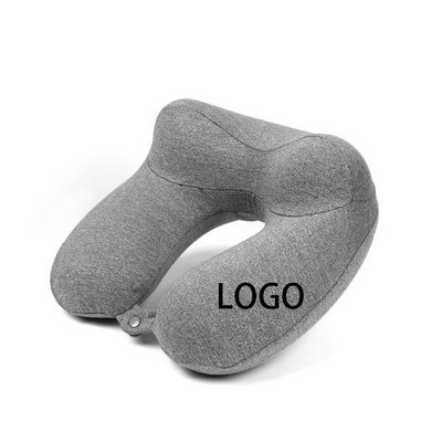 Inflatable U-Shaped Travel Neck Pillow with Elevated Neck Support