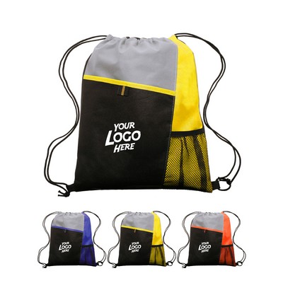 Mesh Pocket Drawstring Backpacks