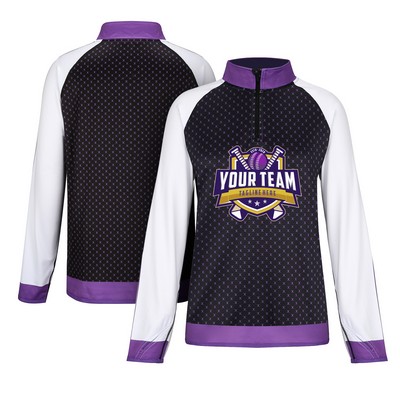 Athletic Quarter Zip Raglan Training Pullover (Full Color)