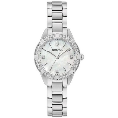 Bulova® Ladies' Sutton Stainless Steel Bracelet Watch w/White MOP Dial